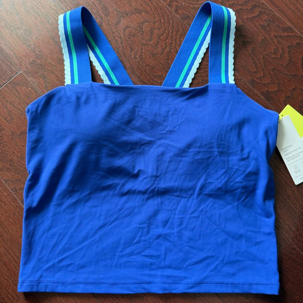 All in Motion Blue Everyday Soft Support Tank Top with Wide Striped Straps